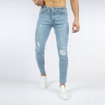 Load image into Gallery viewer, Vote-Skinny Trousers- Ripped sky blue jeans
