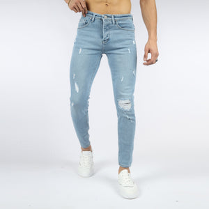 Vote-Skinny Trousers- Ripped sky blue jeans