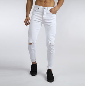 Vote- Skinny Trousers-White-Ripped jeans