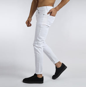 Vote- Skinny Trousers-White-Ripped jeans