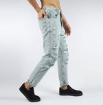 Load image into Gallery viewer, Vote- Boyfriend Trousers- Icy blue- Ripped jeans
