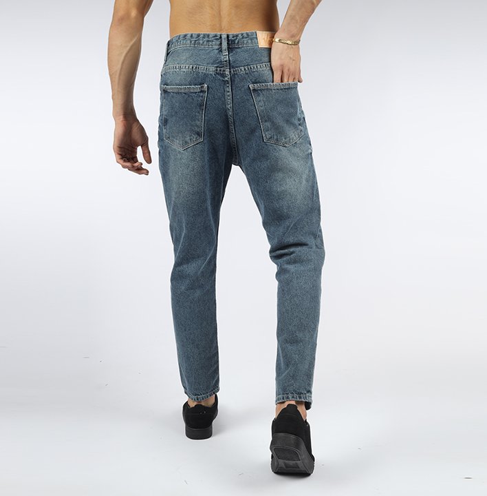 Vote-Boy Friend Trousers-Steel blue- Ripped-Jeans