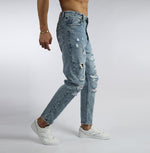 Load image into Gallery viewer, Vote- Boy Friend Trousers- Steel blue-Ripped  jeans
