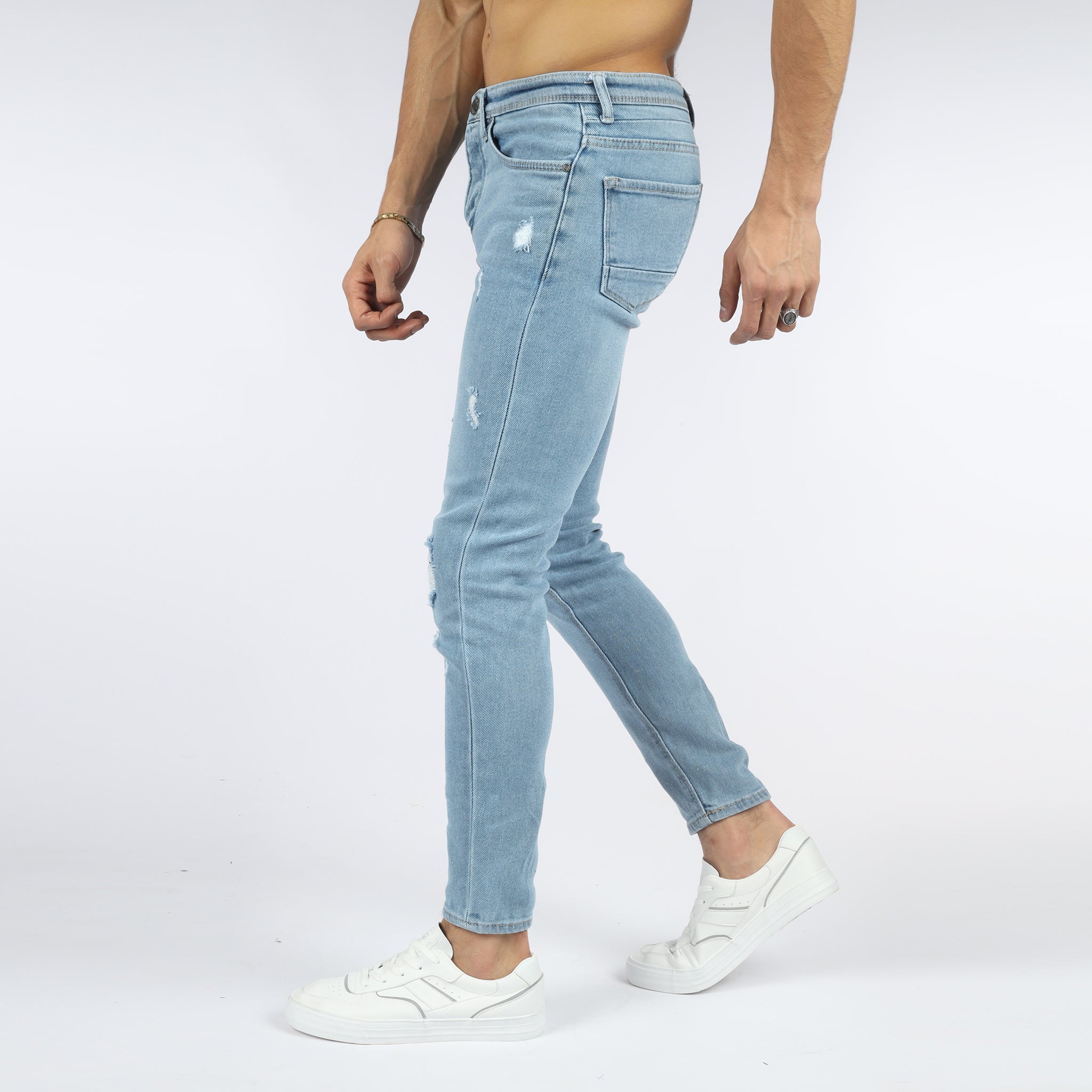 Vote-Skinny Trousers- Ripped sky blue jeans