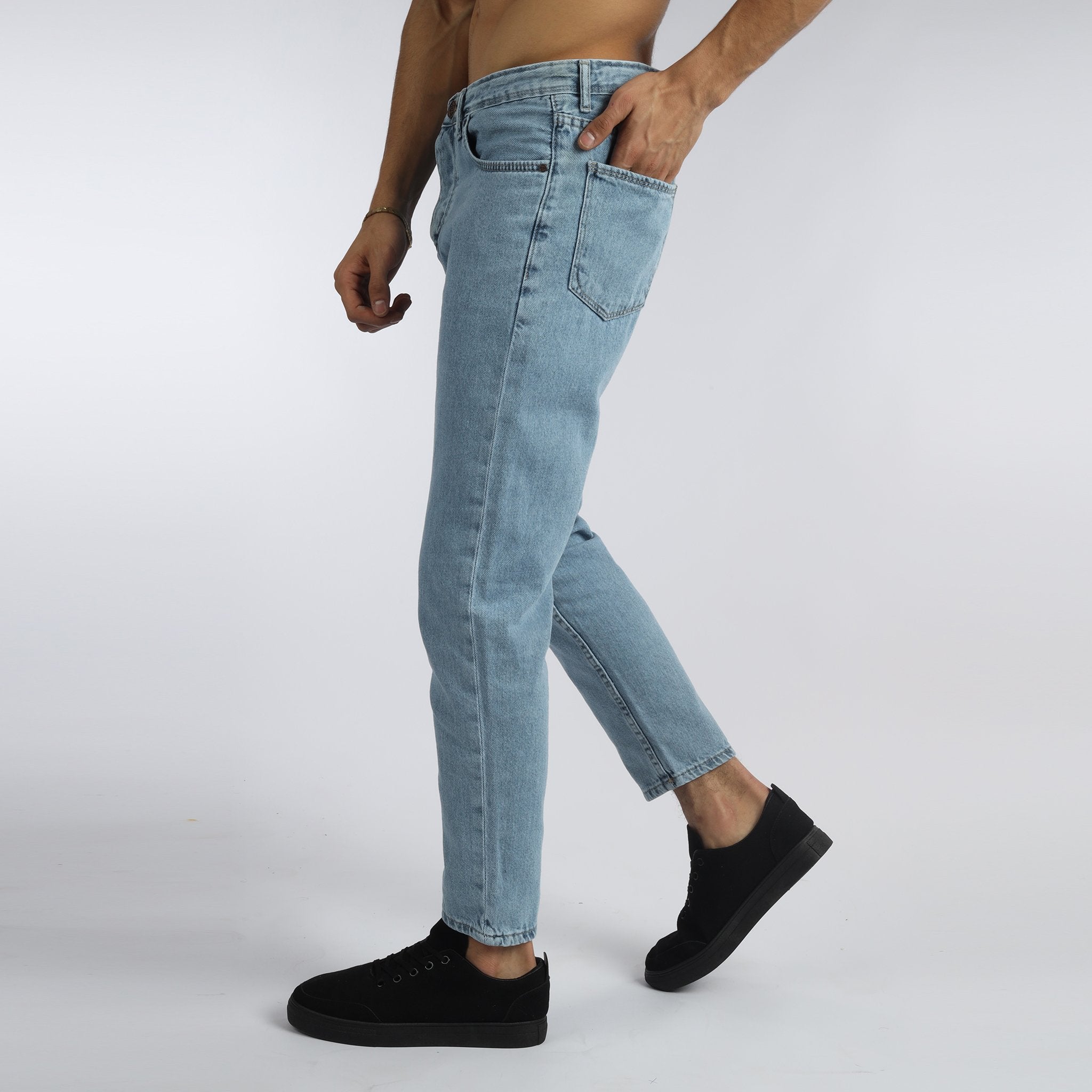 Vote- Boyfriend Trousers-Steel blue jeans