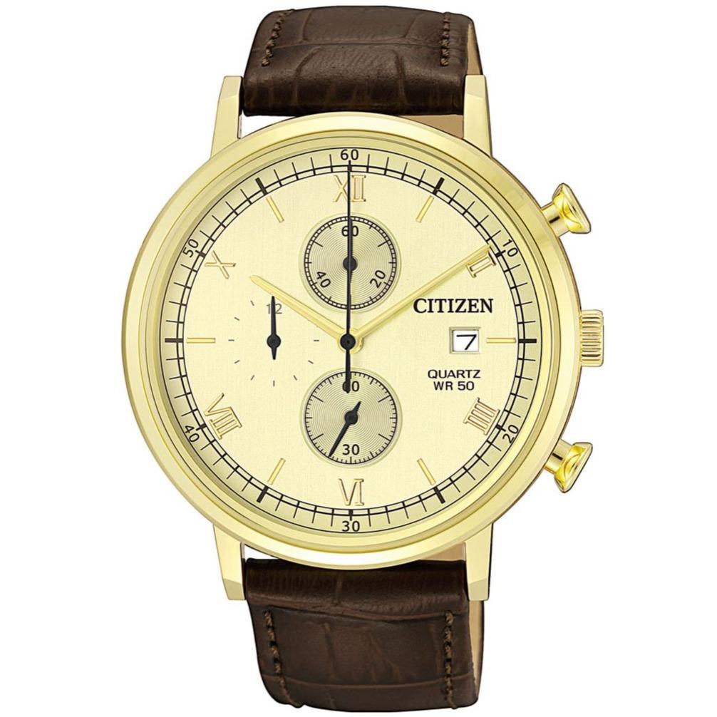 Citizen AN3612-09P Standard Quartz Chronograph Brown Leather Strap Men's Watch