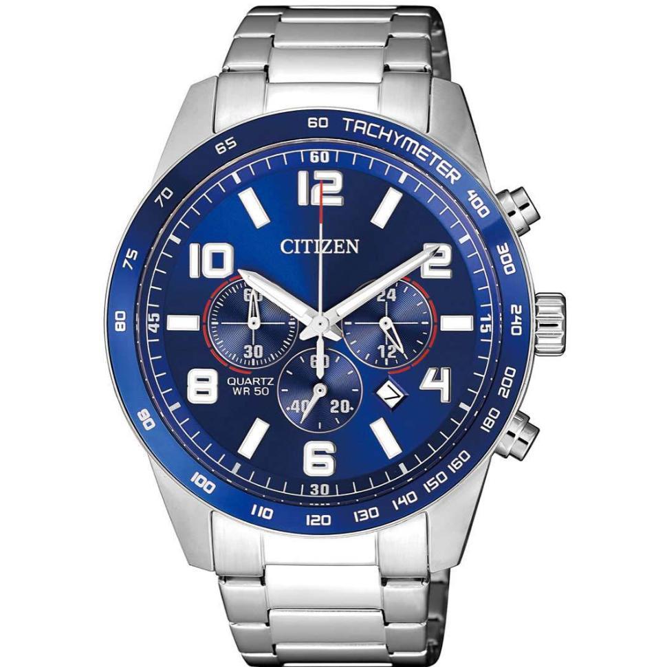Citizen AN8161-50L Round Stainless Steel Analog Watch for Men, Blue Dial