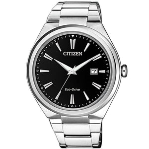 Citizen Men's Black Dial Stainless Steel Band Watch - AW1370-51F - Silver