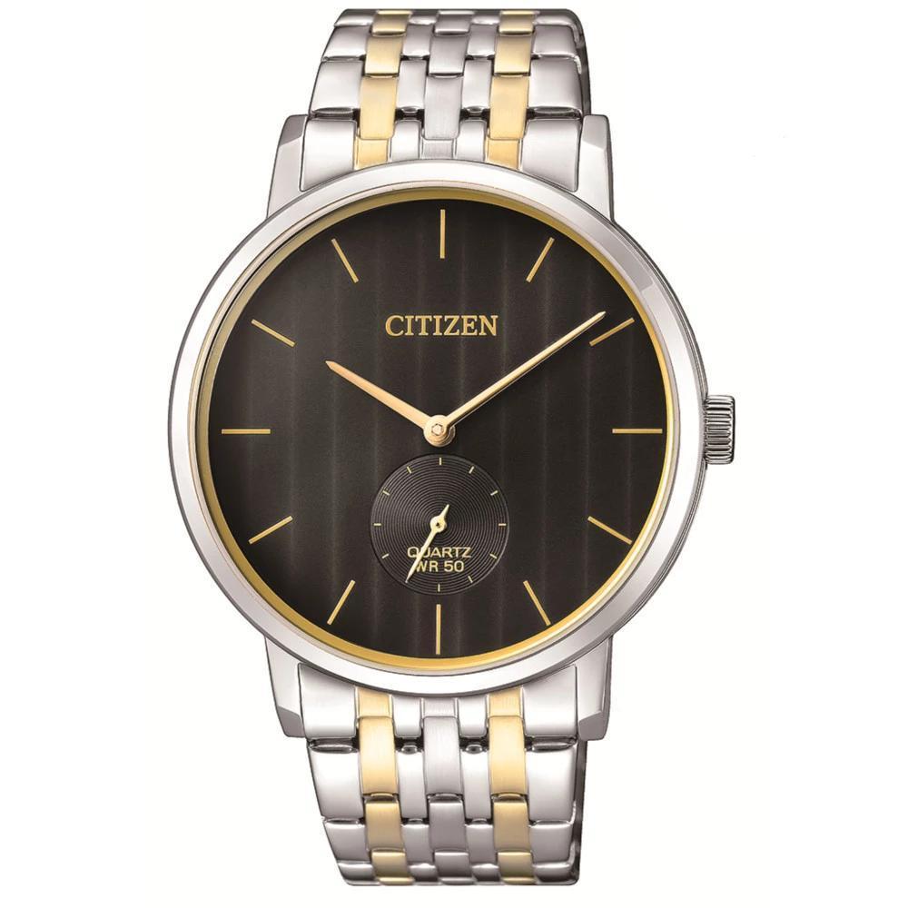 Citizen Men's Black Dial Stainless Steel Band Watch - BE9174-55E - Silver & Gold