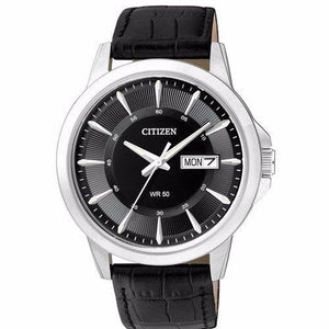 Citizen Men's Black Dial Leather Band Watch - BF2011-01E