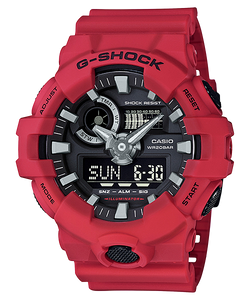 Casio Resin Analog-Digital Sport Watch For Men - Red Black, GA-700-4ADR