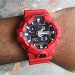 Load image into Gallery viewer, Casio Resin Analog-Digital Sport Watch For Men - Red Black, GA-700-4ADR
