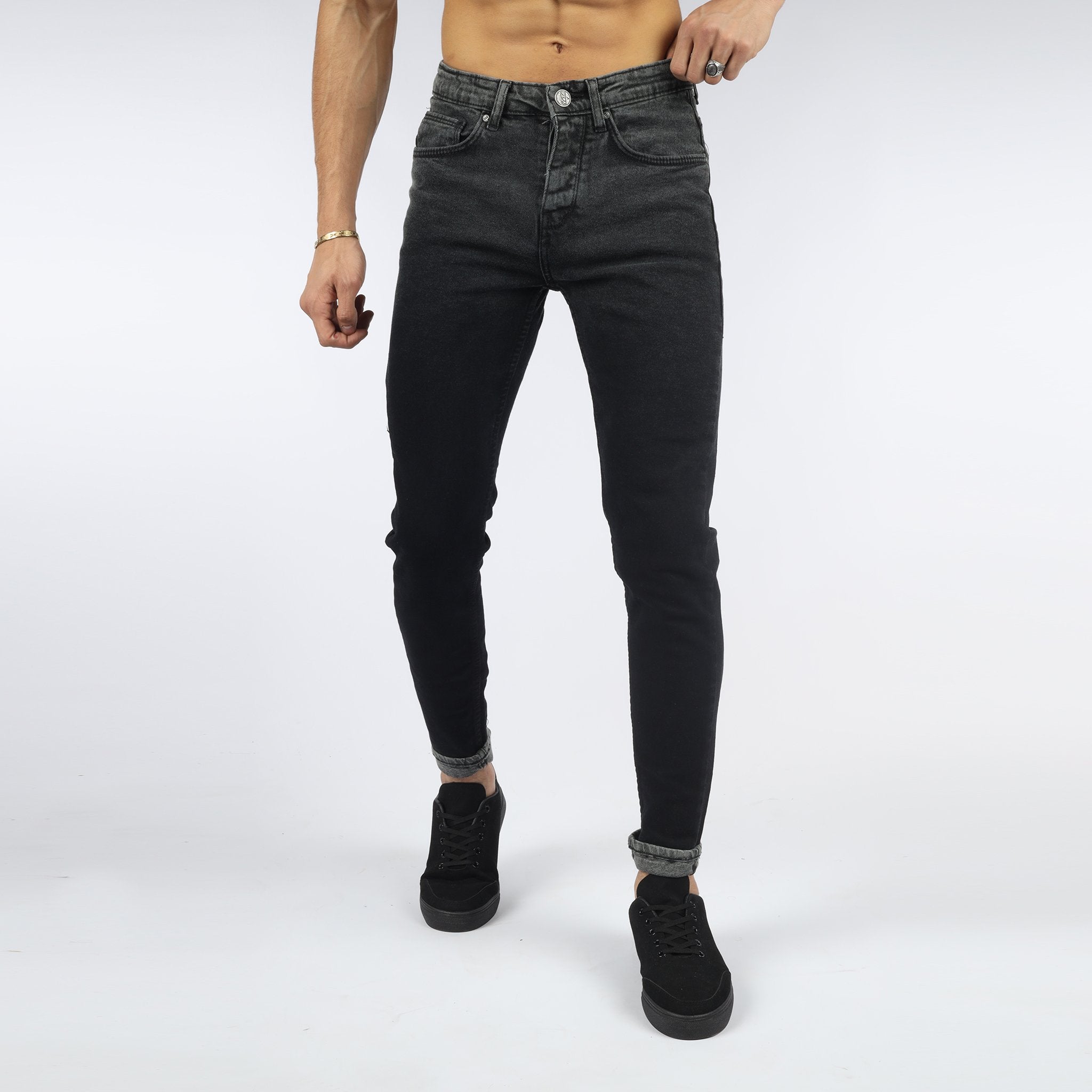 Vote-Skinny Trousers-Gradient grey jeans